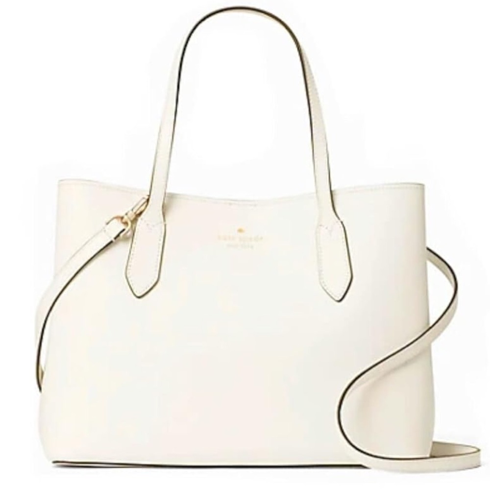 Kate Spade Harper Cream White Satchel with crossbody strap